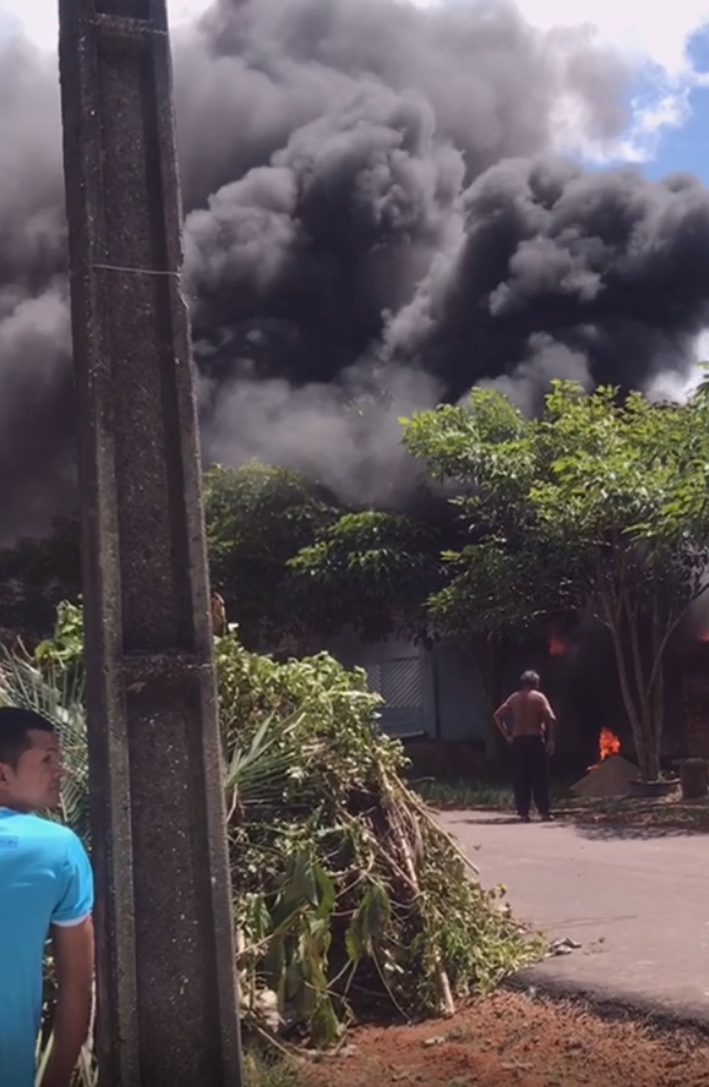 Incêndio atinge área de mato próximo a uma creche em Mãe do Rio, no Pará — Foto: Reprodução / TV Liberal